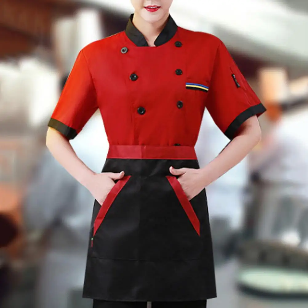 

Unisex Chef Jacket Pocket Anti Deformation Moisture Absorption Chef Coat Shirt Super Soft Cafe Waiter Jacket for Restaurant