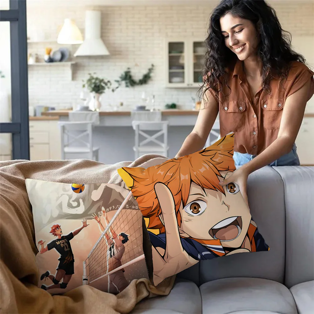V-VolleyballS Boy Pillow Covers Cartoon Sofa Decorative Home Double-sided Printing Short Plush Cute Cushion Cover
