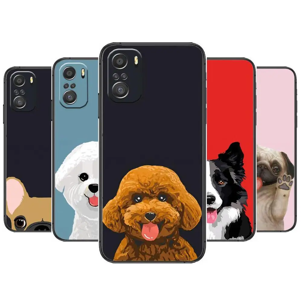 

Bulldog Poodle Border Collie Phone Case For xiaomi redmi 11 Lite pro Ultra 10 9 8 MIX 4 FOLD 10T Black Cover Silicone Back Prett