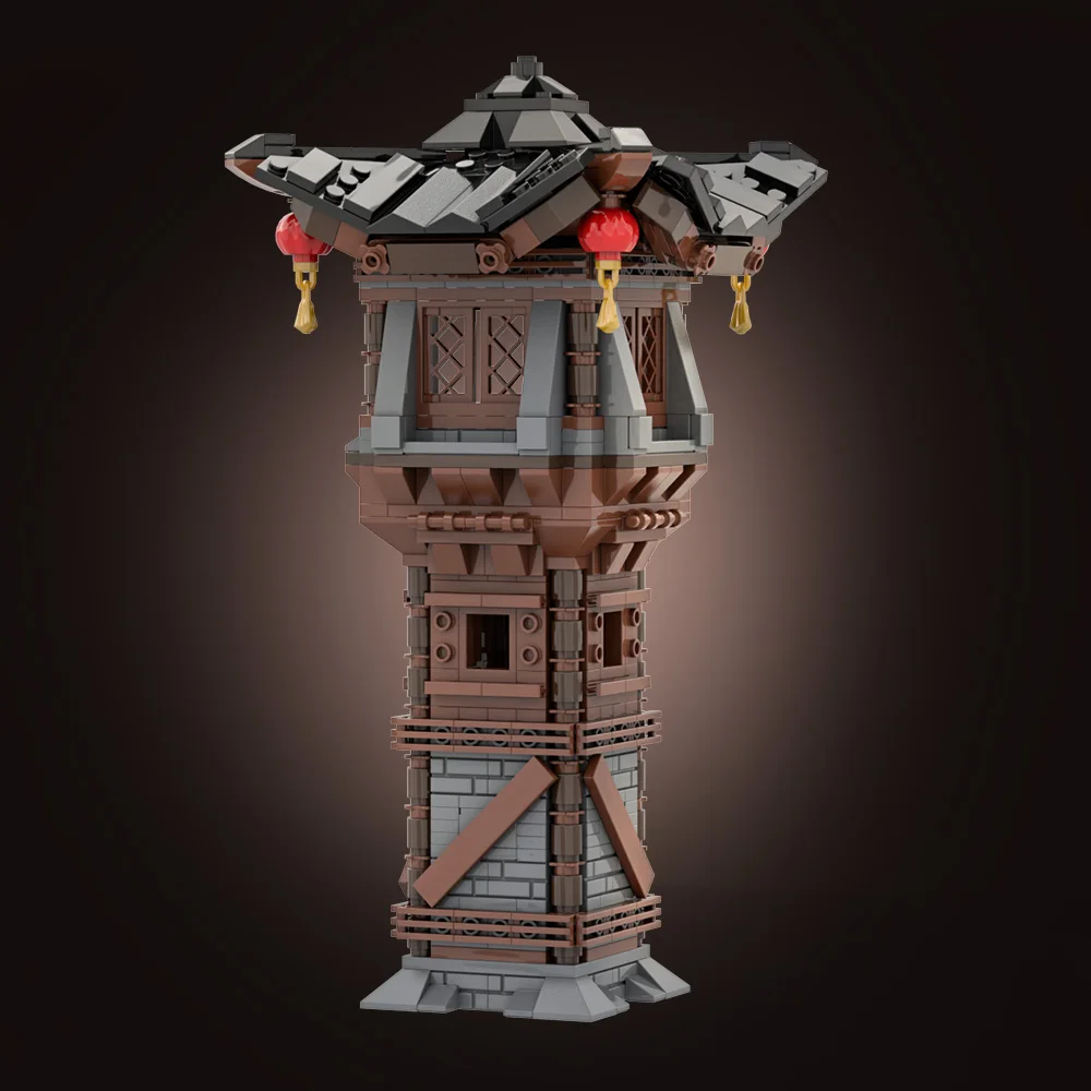 Фото Gobricks MOC модульные азиатские часовые башни строительные блоки львы рыцари часы TowerBricks DIY собранная игрушка для детей подарок №3
