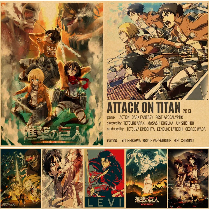 

Attack on Titan Shingeki No Kyojin Wall posters pictures cuadros painting obraz decor anime schilderij poster vintage obraz