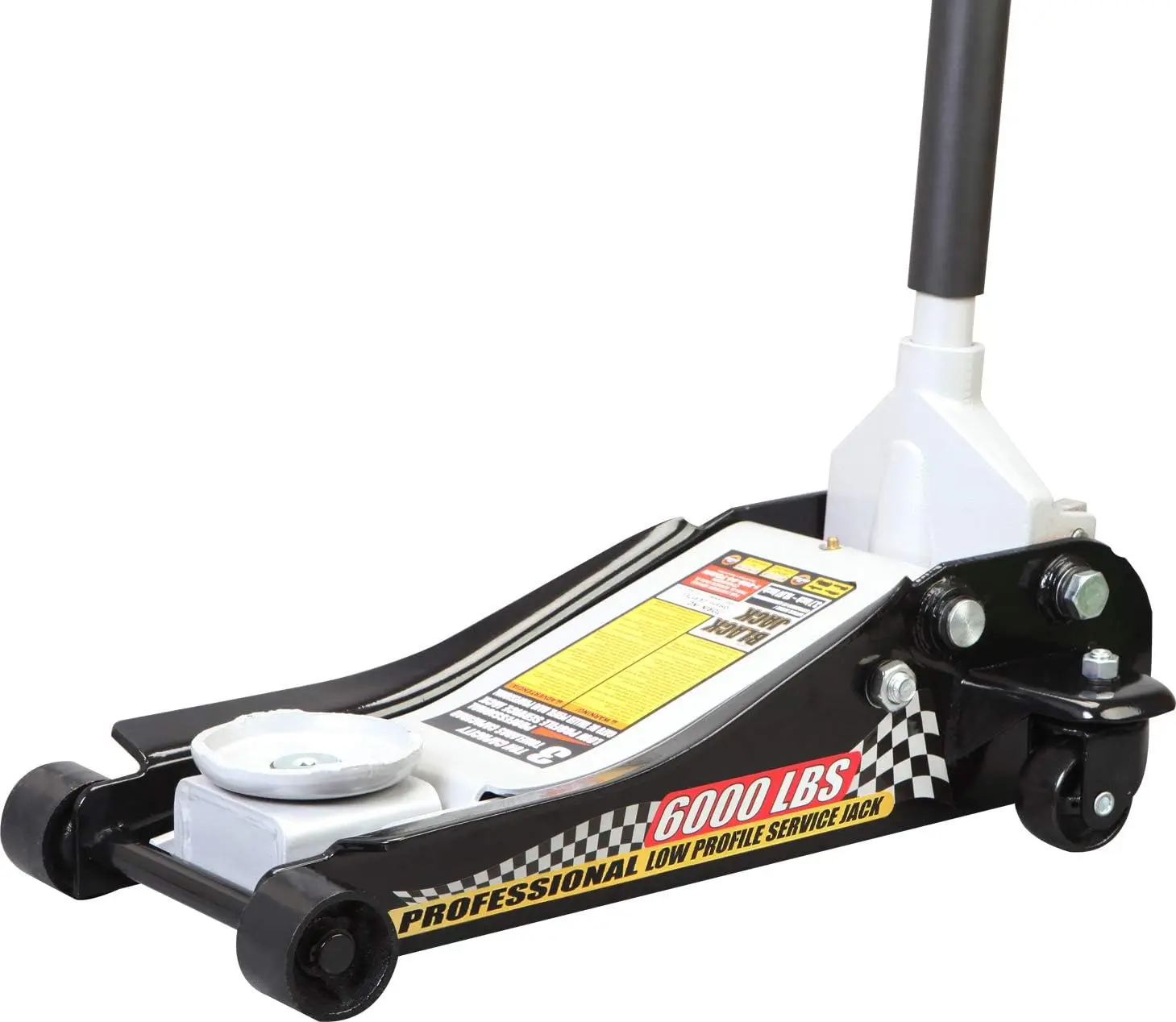 

Blackjack Hydraulic Low Profile Steel Racing Floor Jack with Single Piston Quick Lift , 3 Ton (6,000 lb) Capacity, Black