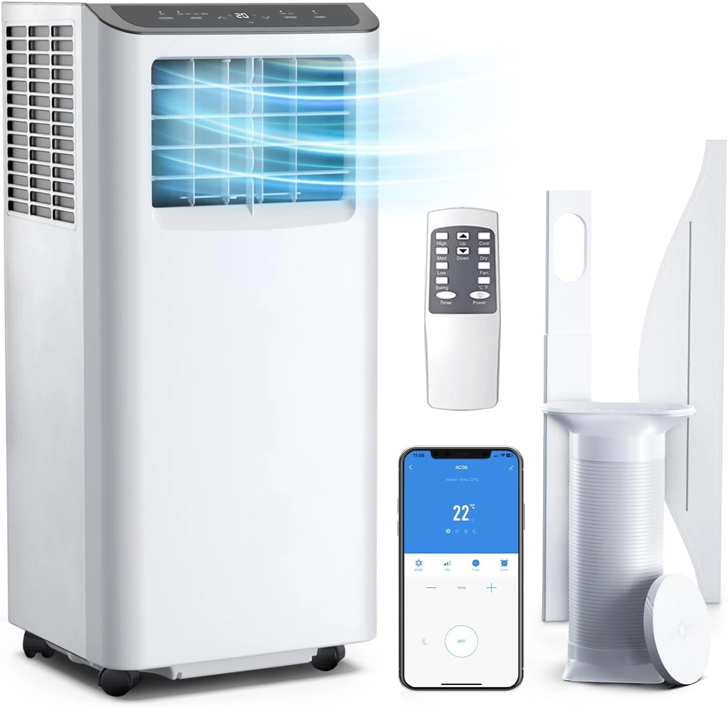 

Breeze Portable Air Conditioner for Room 10000 BTU 450SqFt Air Conditioning Unit, Smart Air Conditioner Portable with Fan, Dehum