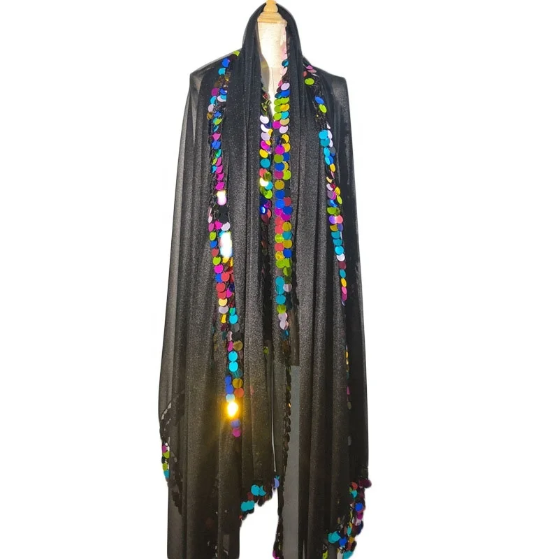 

Unisex Belly dance Baladi dance performance big gauze sequins hand veil scarf