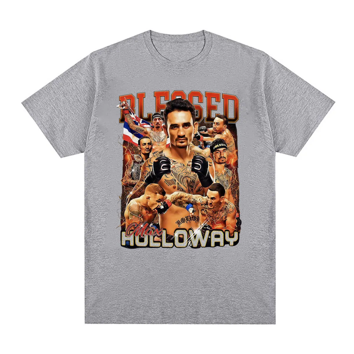 Фото Футболка Max Holloway Blessed Era Fan Gift для мужчин и женщин, винтажная, с графическим принтом, высокое качество, 100% хлопок №4