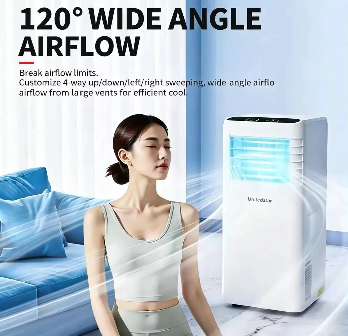 Фото Портативные кондиционеры 8000 BTU 3-в-1: мобильный охладитель воздуха с функцией осушителя, напольный кондиционер для дома №2