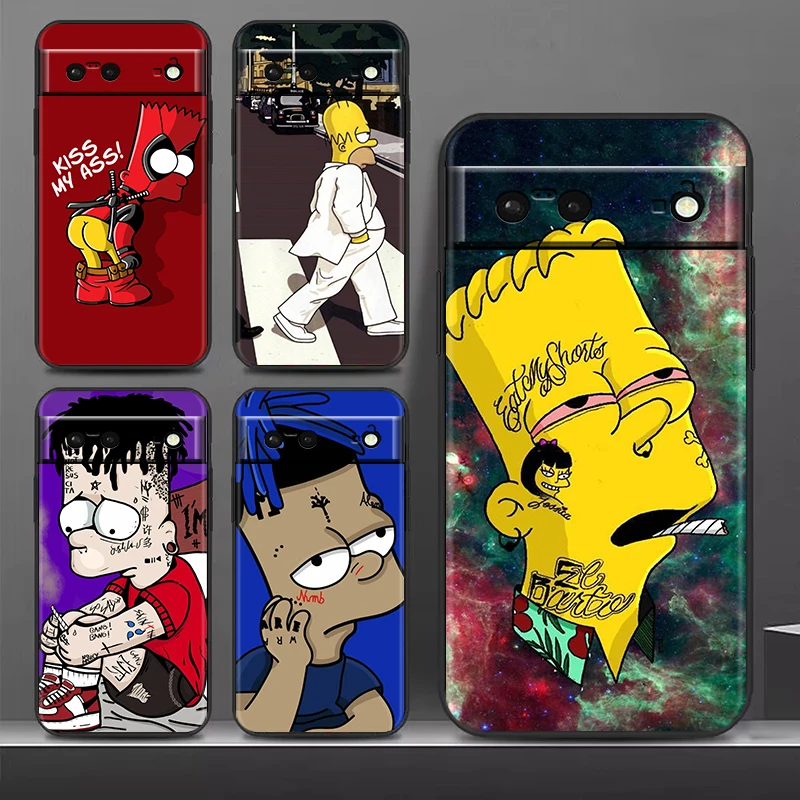 

The Simpsons family Shockproof Case for Google Pixel 7 6 Pro 6a 5 5a 4 4a XL 5G Silicone Soft Black Phone Cover