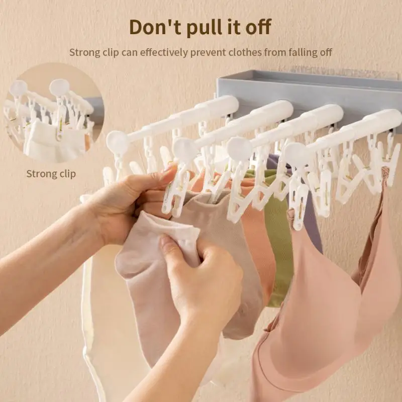 

Wall-mounted Drying Rack Retractable Non-perforated Underwear Drying Holder Simple Design Powerful Clothes Clip Socks Underwear