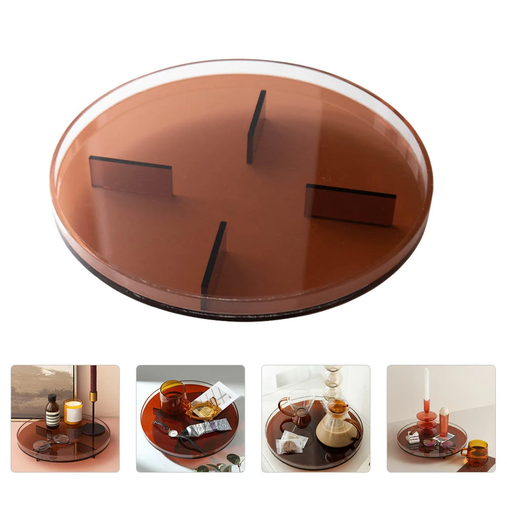 

Tray Plate Acrylic Cake Holder Fruitcups Round Shape Tea Jewelry Displaying Storage Candy Dessertcompartments Containers Cup