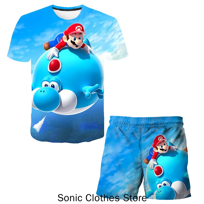 

3d Printed T Shirts Boys Suit Tshirt Shorts Summer Fashion Mario Bros Tshirt 2 Piece Sets Kids Tracksuit Boy's Oversized Clothes