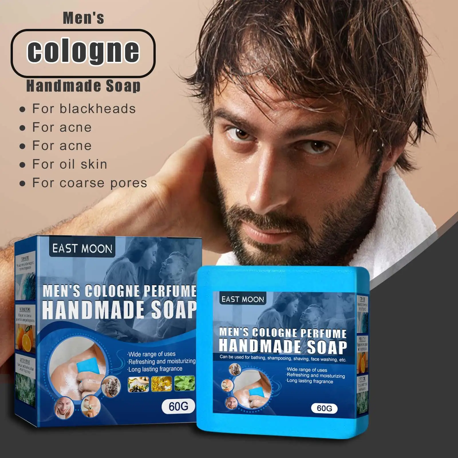 

Men's Cologne Soap Face Wash Bath Hair Clothes Handmade Soap Soap Mite Moisturizer Soap Removal Lightening Skin Soap Face