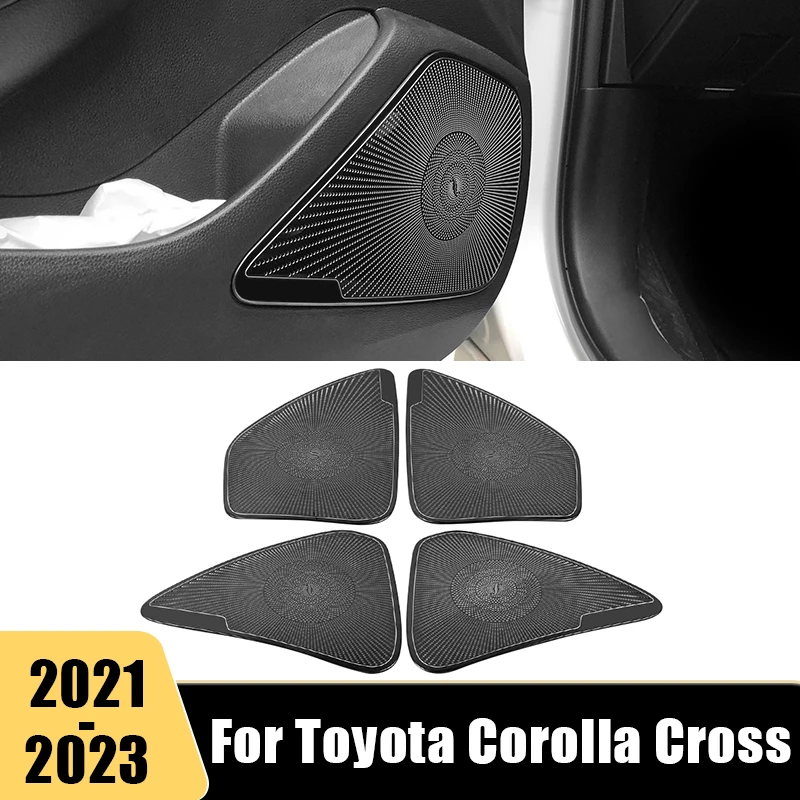 

For Toyota Corolla Cross XG10 2021 2022 2023 Hybrid Stainless Car Door Audio Speaker Cover Loudspeaker Tweet Trim Case Accessory