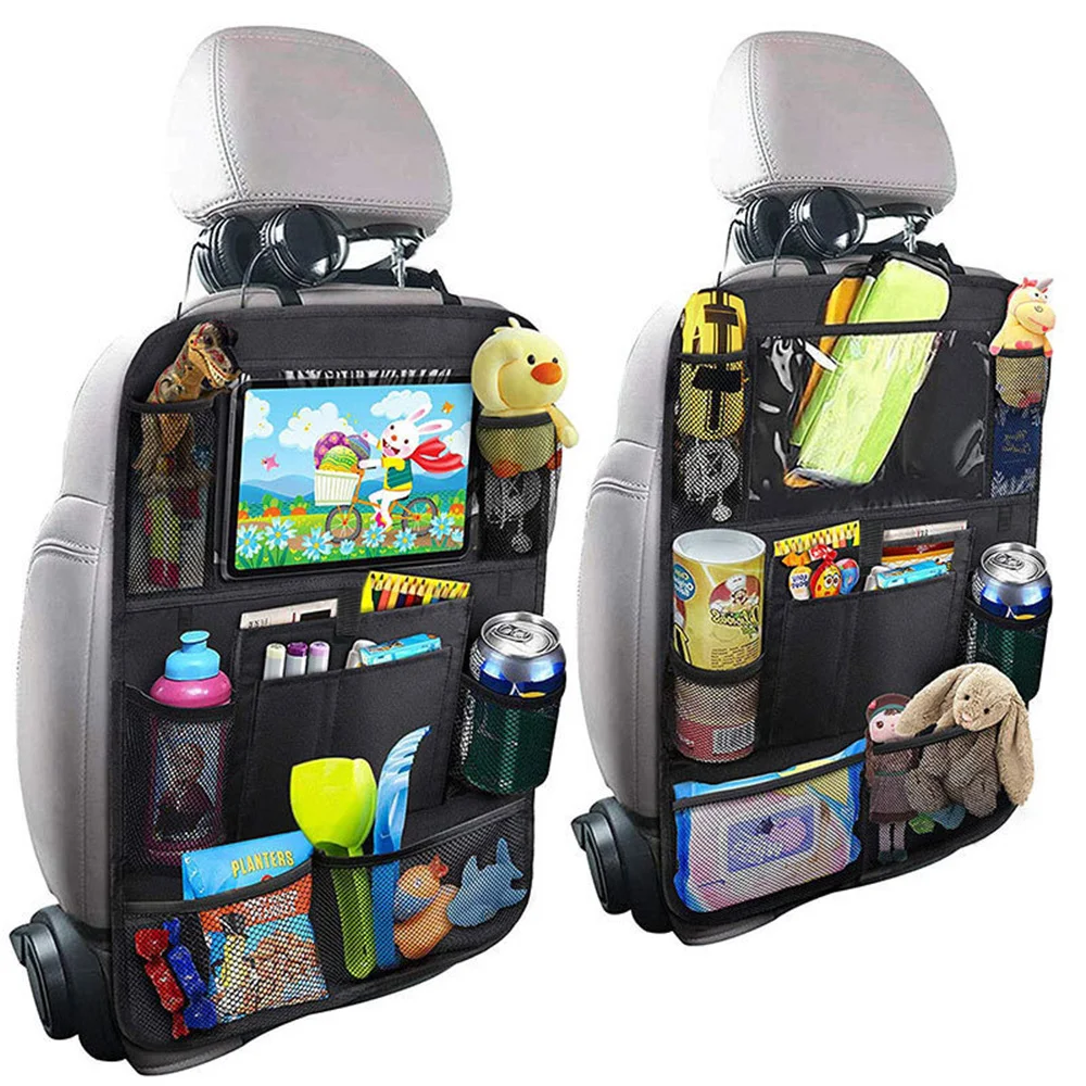 

2 Pack Car Backseat Seat Back Organizer 9 Pockets Storage Bag iPad Holder Kick Protector Cover For Kid Auto Interior Accessories