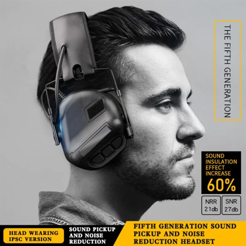 Tactical Headphone Head-Mounted IPSC Chip Pure Noise Reduction Shooting Sports Tactical Communication Equipment Hunting Headset