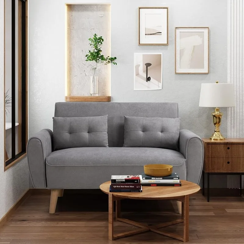 

Shintenchi Small Modern Loveseat Couch Sofa, Mid Century Fabric Upholstered 2-Seat Sofa Couch Love Seats Furniture for Small