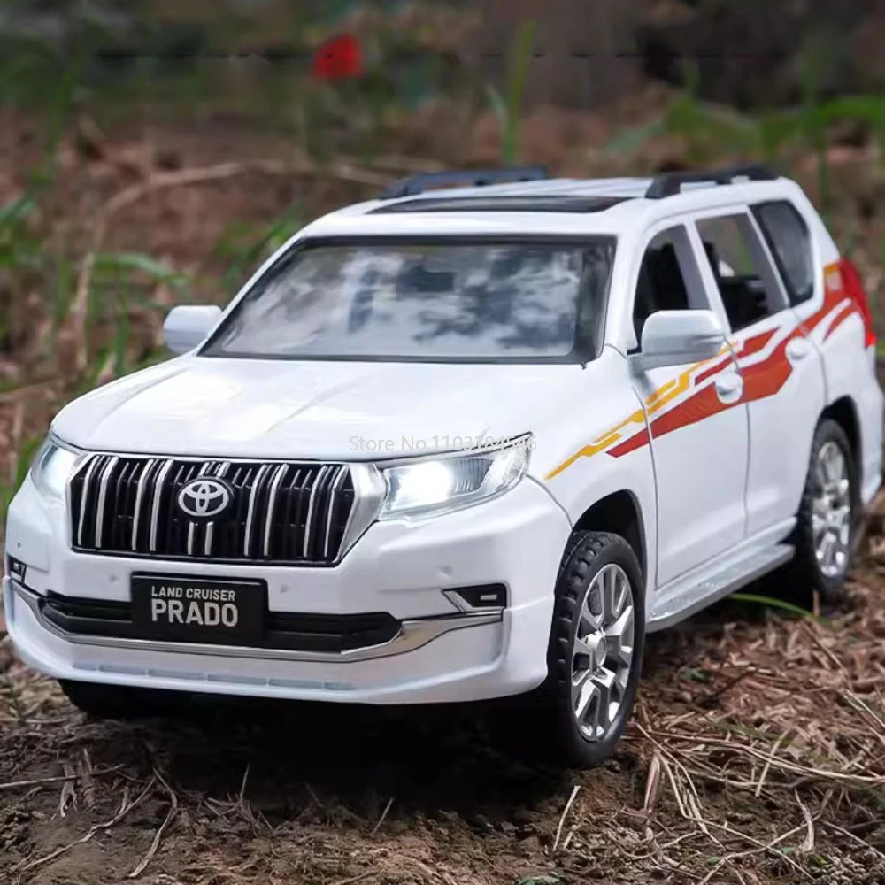 

Модель автомобиля Toyota Prado из сплава 1/24, игрушечная металлическая модель, литые модели внедорожников со звуком, коллекционные игрушки для мальчиков, подарки