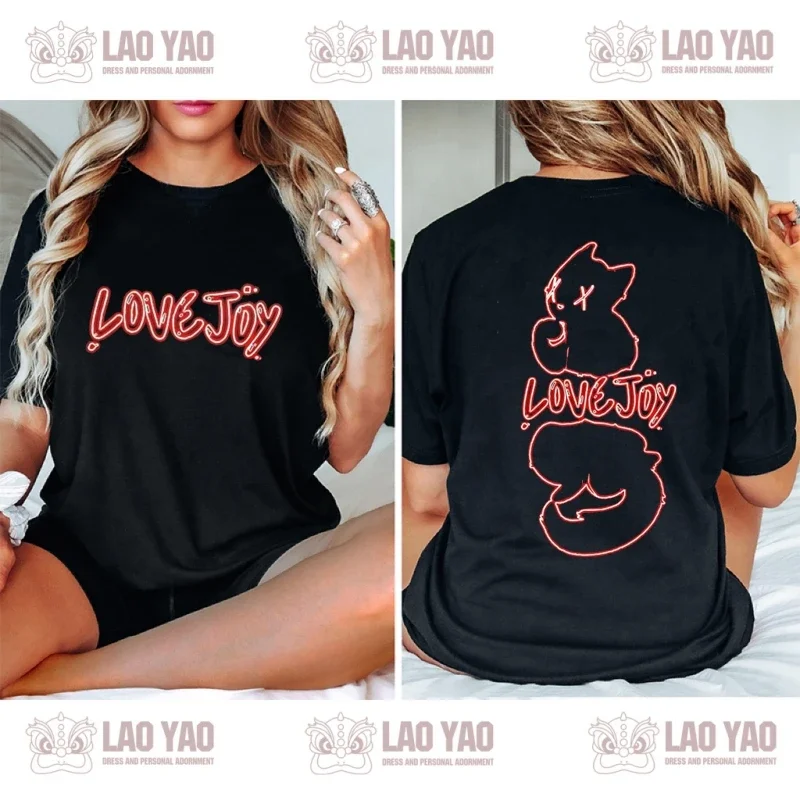 Новая футболка Lovejoy Kawaii The Lazy Cat летняя модная унисекс топ 2023 Band Tour подарок фанату