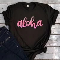 aloha summer tshirt classic 2022 women fashion clothing casual woman tshirts harajuku graphic tees girls letter white
