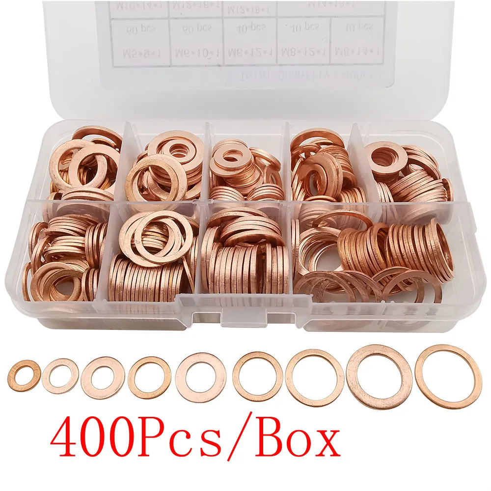 

400 шт., медная герметизирующая штепсельная Вилка для лодки, плоское уплотнительное кольцо, инструмент, фурнитура, аксессуары M5 M6 M8 M10 M12 M14