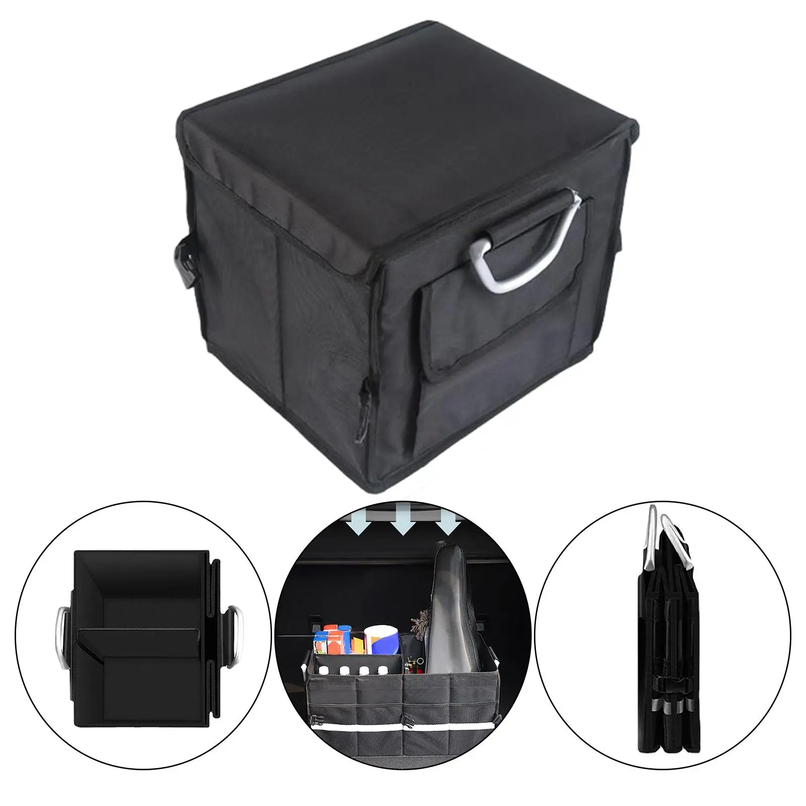 

28L 1680D Oxford Folding Car Trunk Organizer Storage Bag Multifunction Container Trunk Box with Aluminium Alloy Handle