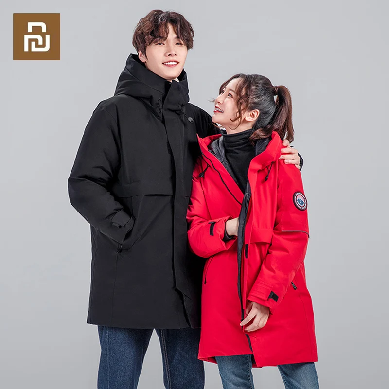 

Youpin RUNYON Men Thicken Mid-length Down Jacket Windproof Waterproof Hooded Warm Coat Fashion Casual Men Winter Down Jackets