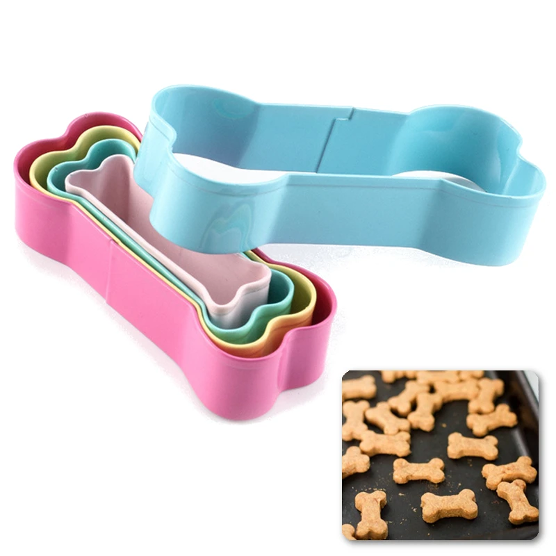 5Pcs Stainless Steel Biscuit Cutter Mold Dog Bone Shape Cookie Cutter Set for Kids Suitabel for cake and Cookie Decorating Tools