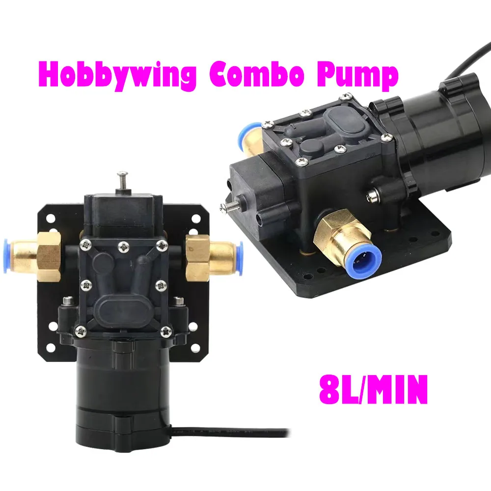 

Новый продукт, комбинированный насос Hobbywing, 8 л, Бесщеточный Водяной насос 10 А, 12S, 14S, V1, распылитель, диафрагменный насос для растений, сельского хозяйства, беспилотника