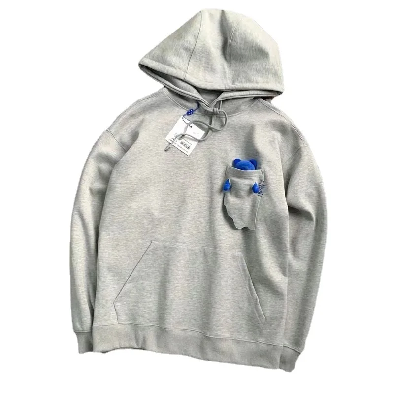 

ADERERROR Perforated Pocket Little Bear Blue Doll Men's Women's Loose Long Sleeve Couple Hoodie A2067