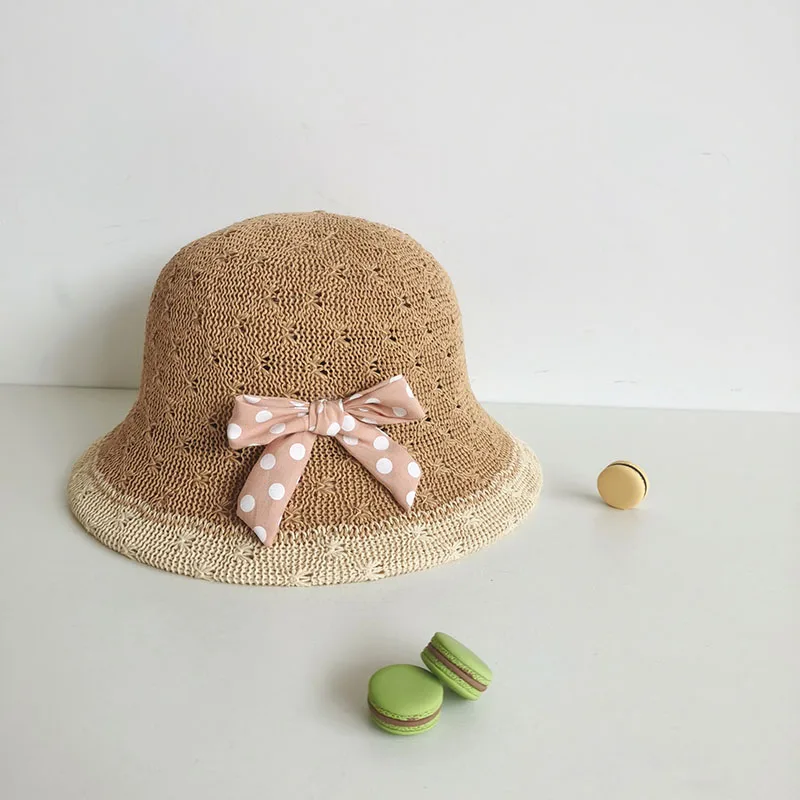 

2023 New Fashion Summer Knitted Straw Hat with bowknot