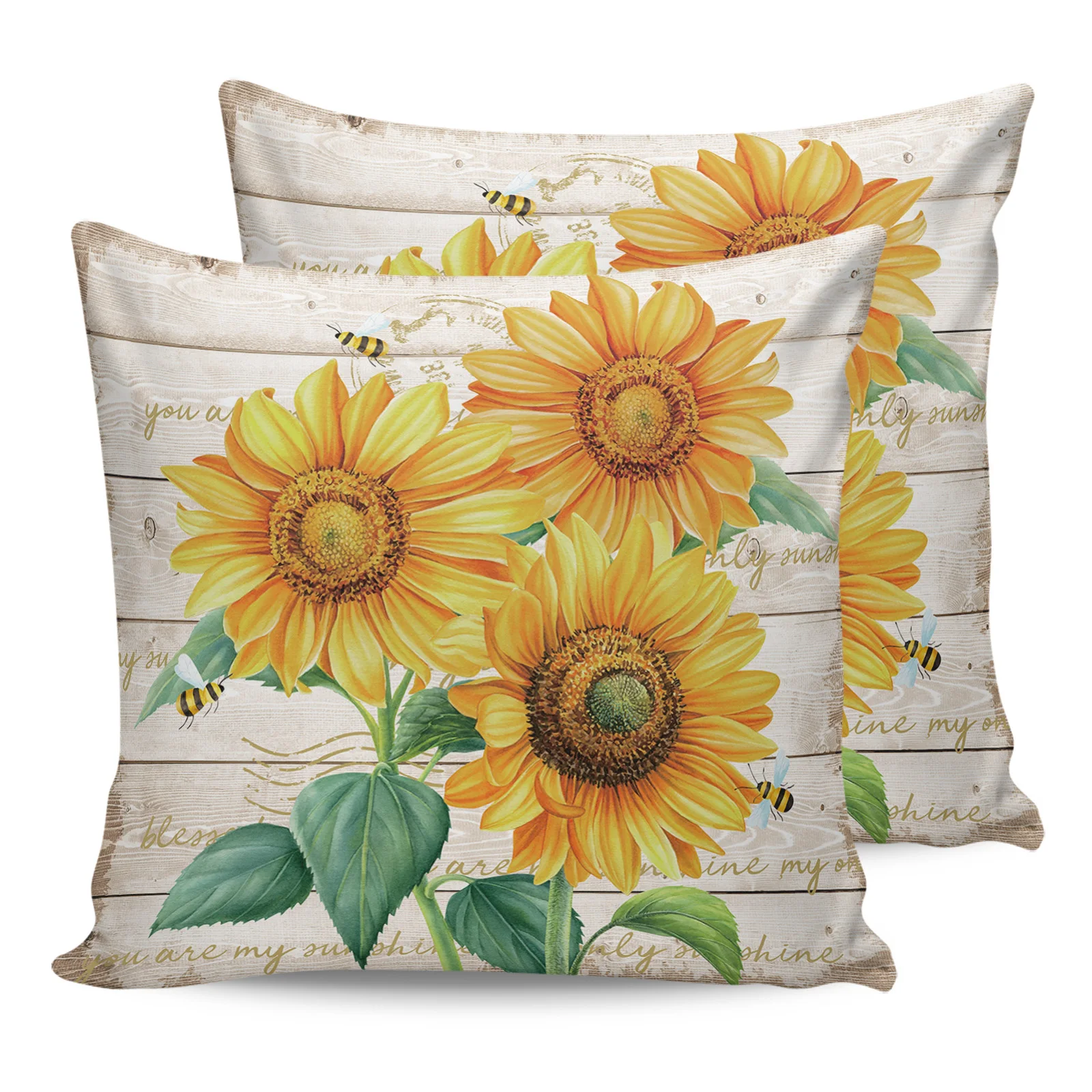 

2PC Pillowcase Farm Flower Sunflower Bee Sofa Cushion Cover Bedding Dakimakura Pillow Cover House Home Decorative Pillow Cases