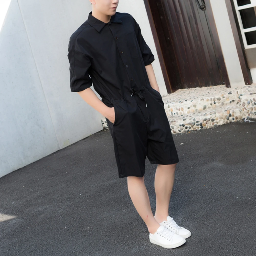 Summer New Fashion Jumpsuits Men And Women Couple Models Short-sleeved Shorts Bodysuit Male Tooling Rompers Hairstylist Clothing