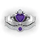Huitan 2 шт. Claddagh кольцо с кубическим цирконием в форме сердца ирландское классическое обручальное кольцо для женщин оптовая продажа много оптом