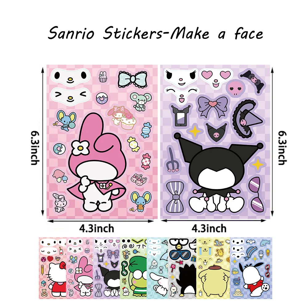 Водонепроницаемые аниме-наклейки из ПВХ микс Hello Kitty Kuromi Sanrio игра-головоломка