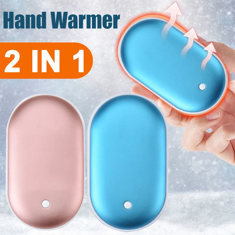 

2 In 1 Mini Hand Warmer USB Rechargeable Mobile Power Bank Charger Portable Electric Heater Warm Winter Heating Tool 5200mAh 손난로