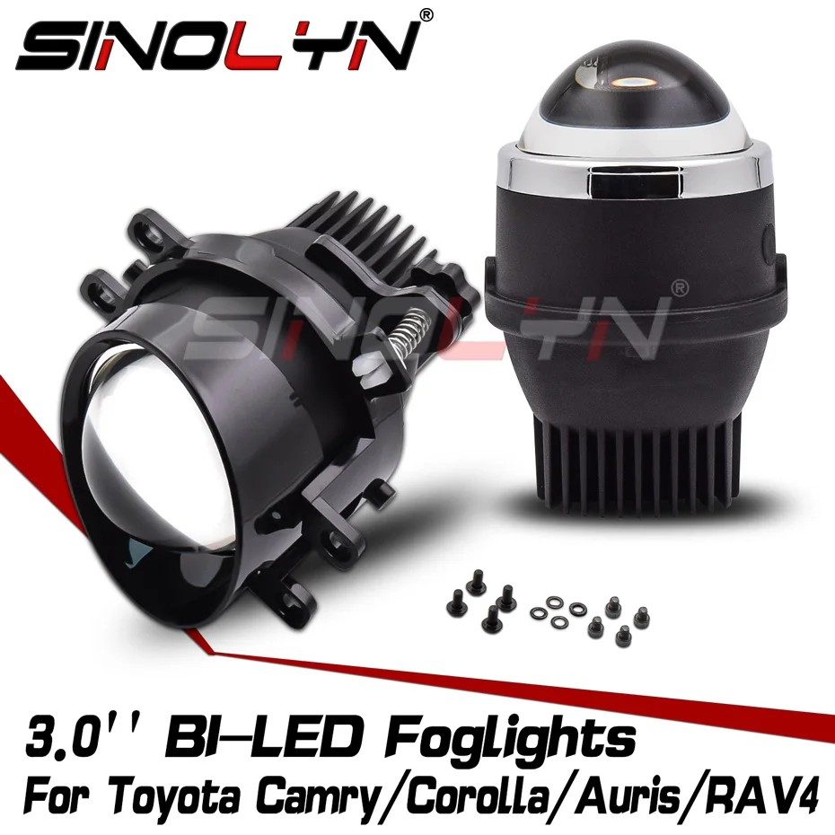 Sinolyn Bi LED Fog Lights PTF For Toyota Corolla/Yaris/Camry/Auris/RAV4/Hilux Spotlight Projector LED Lens Car Accessory Tuning