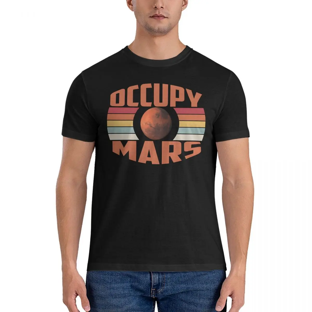 Мужская футболка со звездами винтажные футболки из 100% хлопка с круглым вырезом и