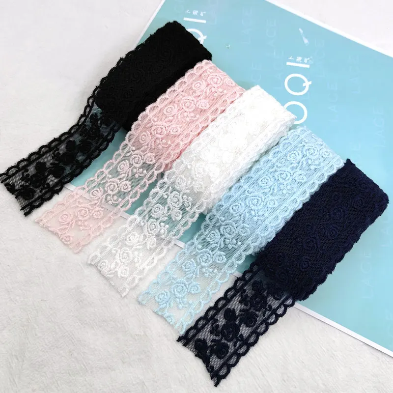 35MM 1Meter 3D Flower Ribbon Craft Lace Fabric Embroidery Handmade Bow Hair Accessories DIY lace For Needlework Race g258 - купить по