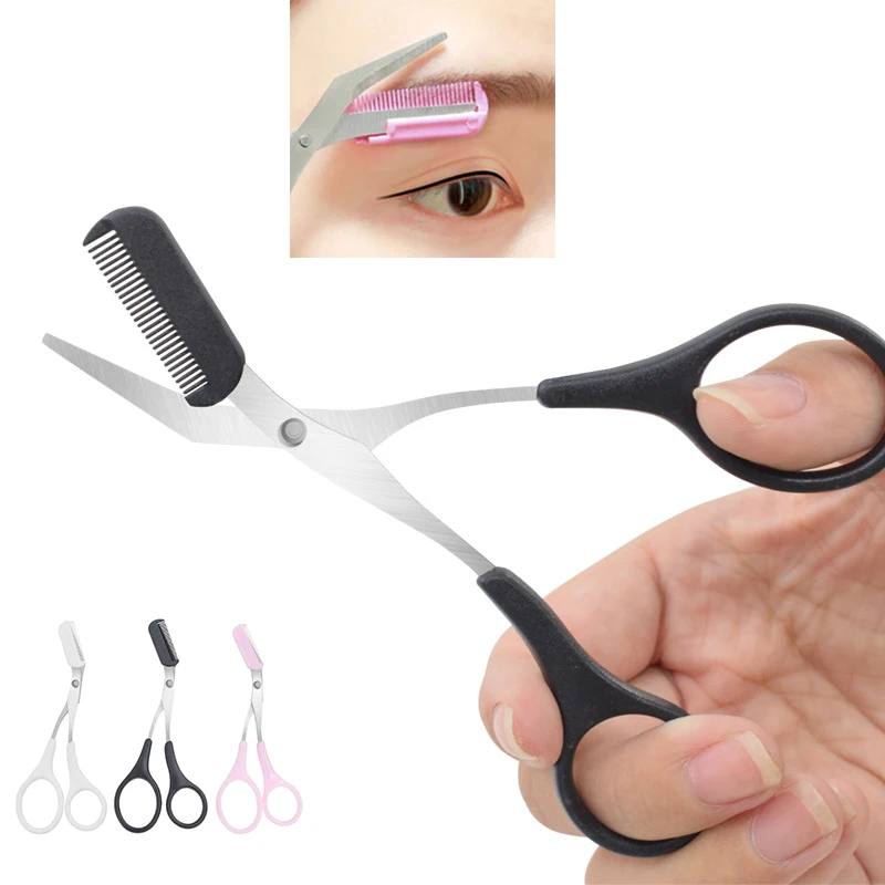 Safe Eyebrow Trimmer Makeup Tools Stainless Steel Eyebrow Scissors with Comb Hair Removal Shaver Eyebrows Shaping Makeup tools