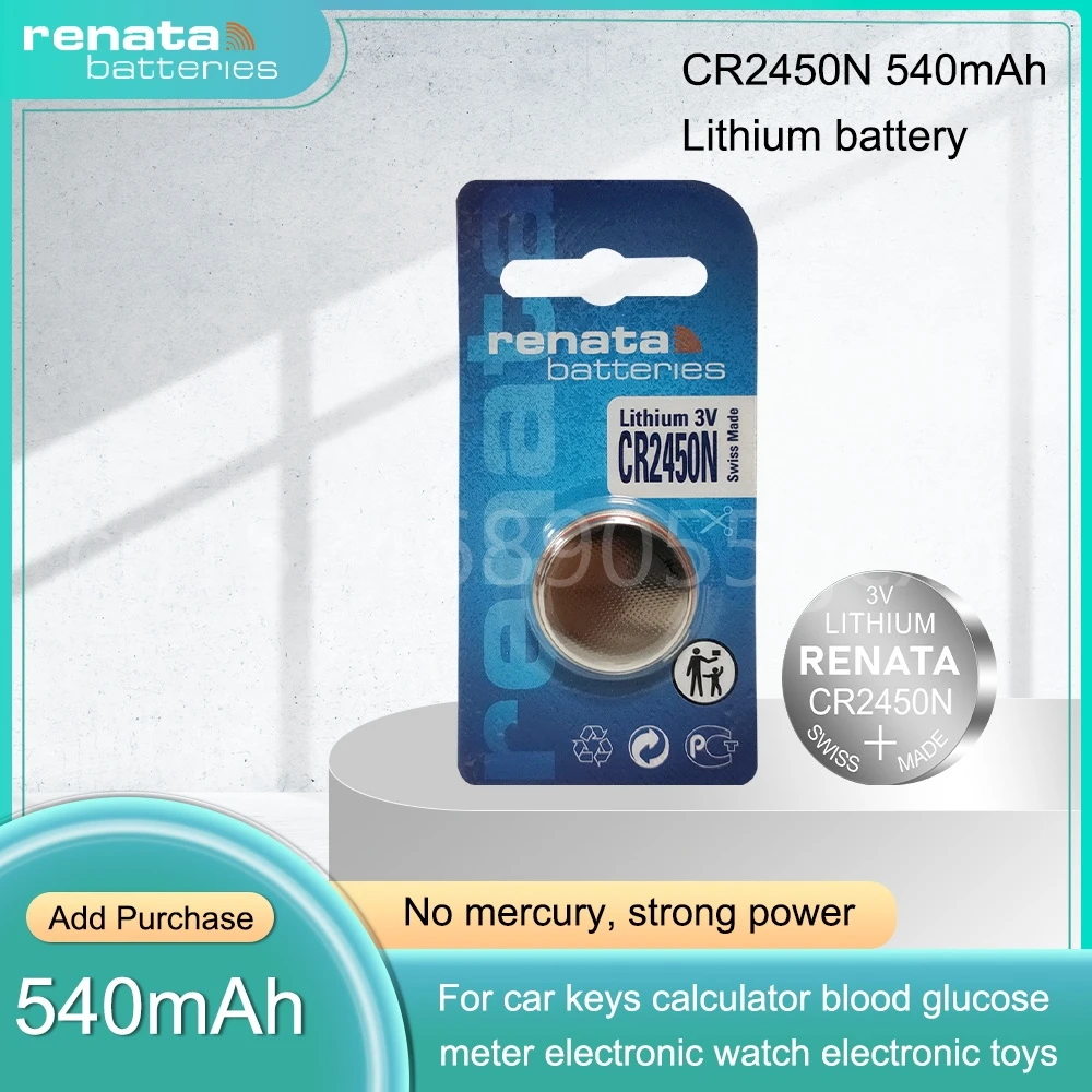 Аккумуляторы RENATA CR2450 для часов с дистанционным управлением, игрушек, фотоэлементов, кнопок DL2050, BR2450, LM2450, KCR5029, 5029LC