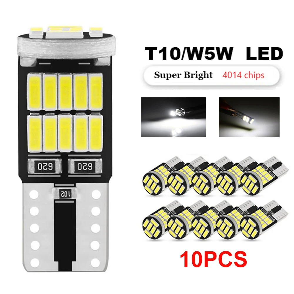 

10 шт., Автомобильные светодиодные лампы Canbus T10 W5W 168 194