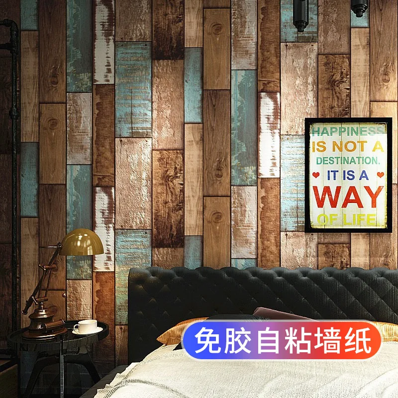 

Imitation wood grain self-adhesive wallpaper retro dado wall sticker wallpaper wall decorations living room papel de parede 3d