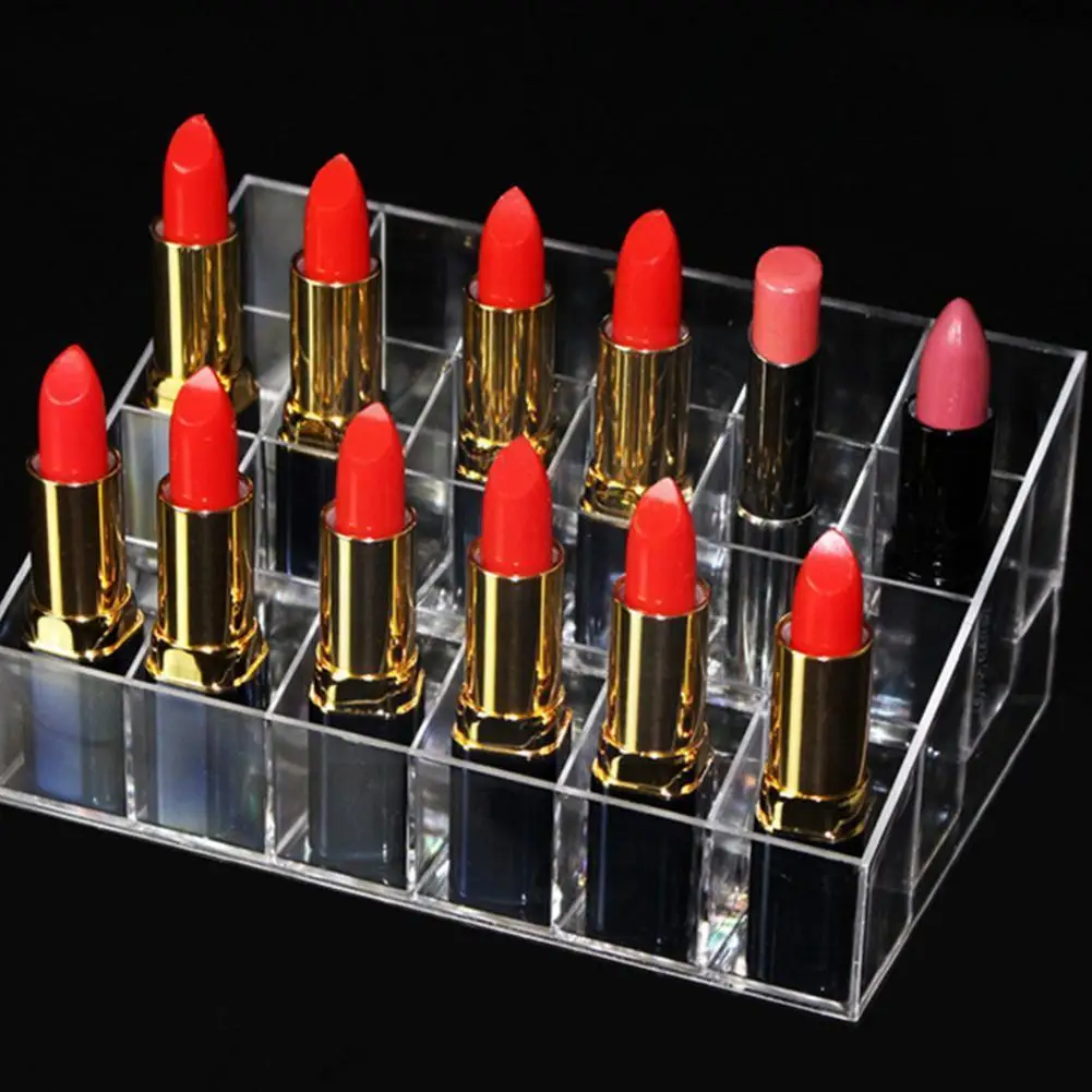 

24 Grid Lipstick Display Stand Small Nail Polish Lipstick Cosmetic Transparent Storage Box Stand Stand Sample Cosmetic F6g4