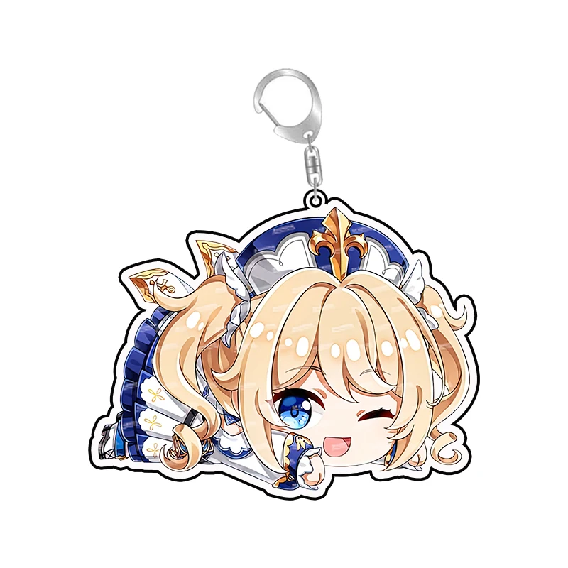 Милые Акриловые Аниме брелки для ключей Genshin аниме кольцо фигурка этера альбедо