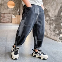 teenage boys jeans 2022 spring fall casual fashion loose blue kids leg wide pants school children trousers 3 4 6 8 10 12 14 year