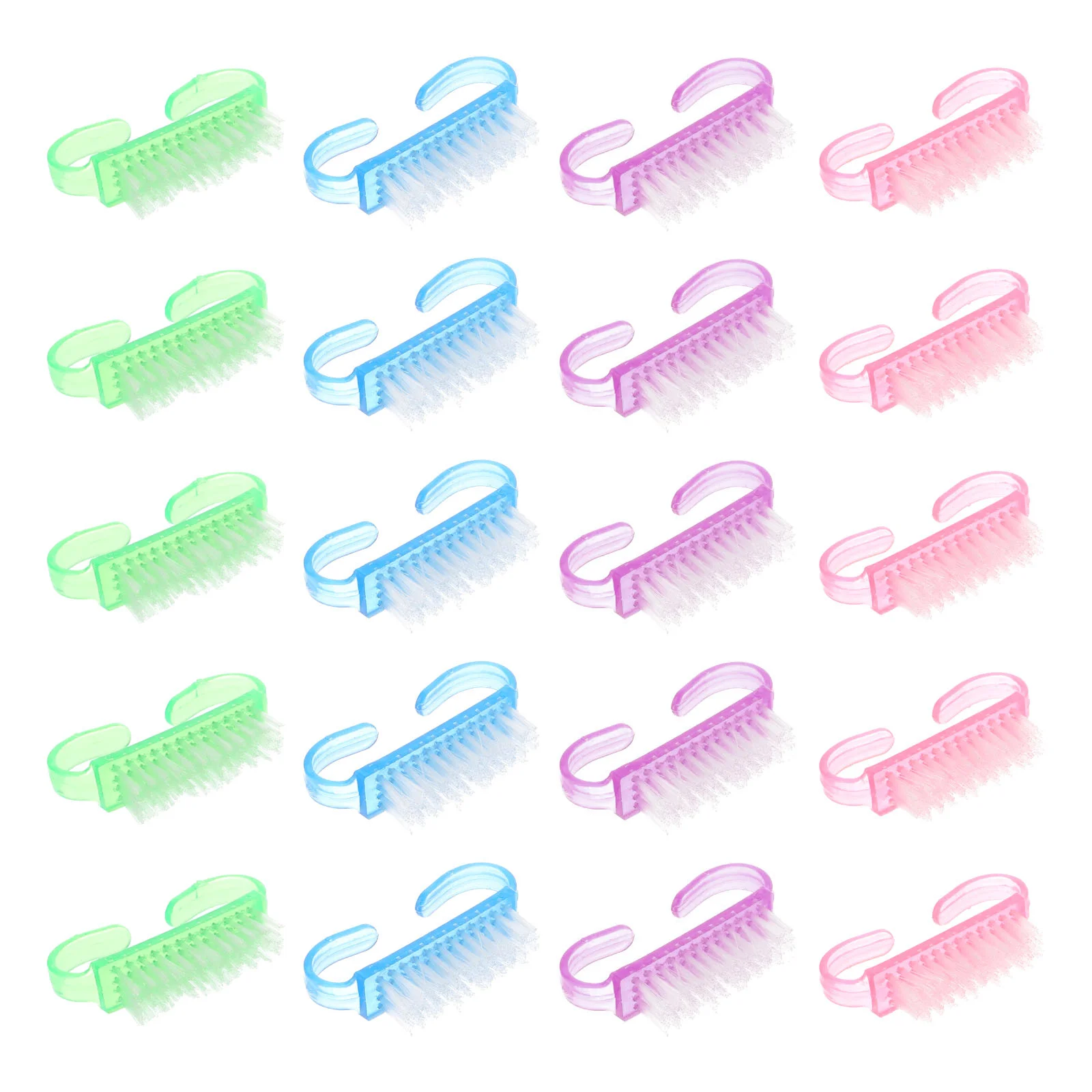 

20pcs Handle Grip Nail Brushs Horn Shape Plastic Cleaner Manicure Nail Brushes for Salon Home Dorm