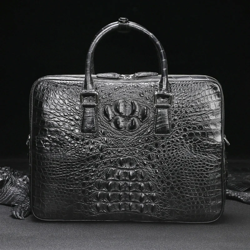 Genuine Leather Men's Business Briefcase Large Capacity Leisure One Shoulder Messenger Bag High Quality Zipper Computer Handbag