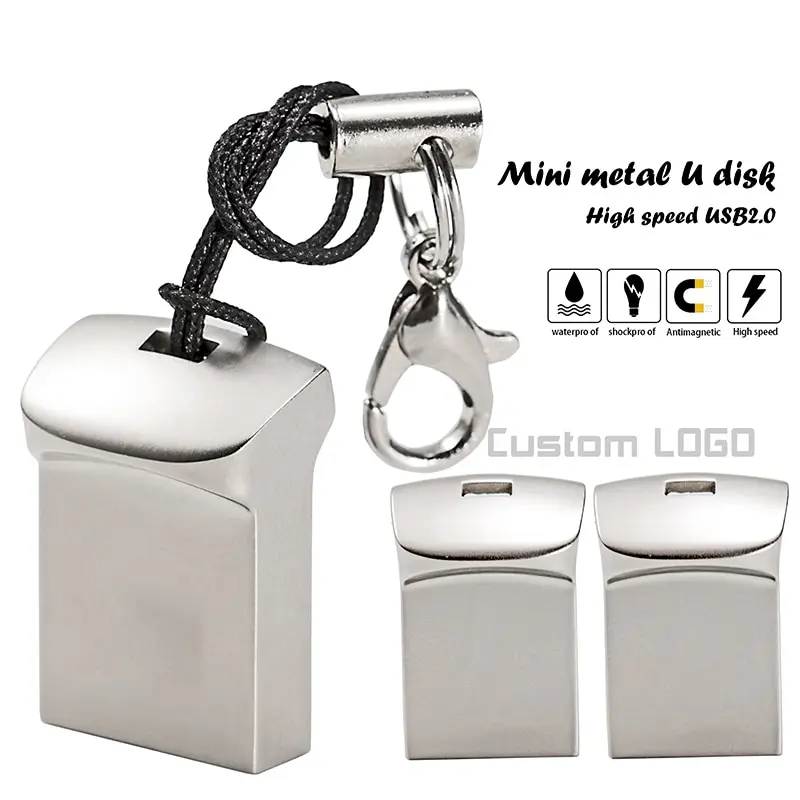 

Super Mini PenDrive Metal USB Flash Drives 64GB Creative Business Gifts Memory Stick Black Pen Drive Silver Storage Devices