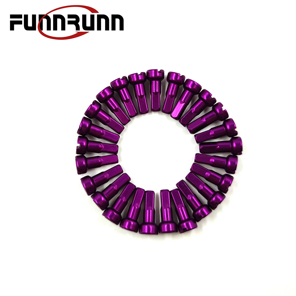 

MV Purple FUNNRUNN Bicycle Nipples Head Round MTB Road Bike Spoke Nipple 0.5g Light 14G 2.0 14mm Aluminum Alloy High Strength