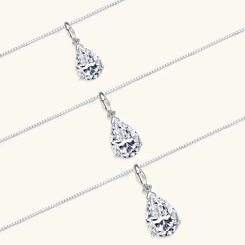 IOGOU Роскошное ожерелье с подвеской из муассанита 2CT 1 5CT 4CT грушевидной огранки для