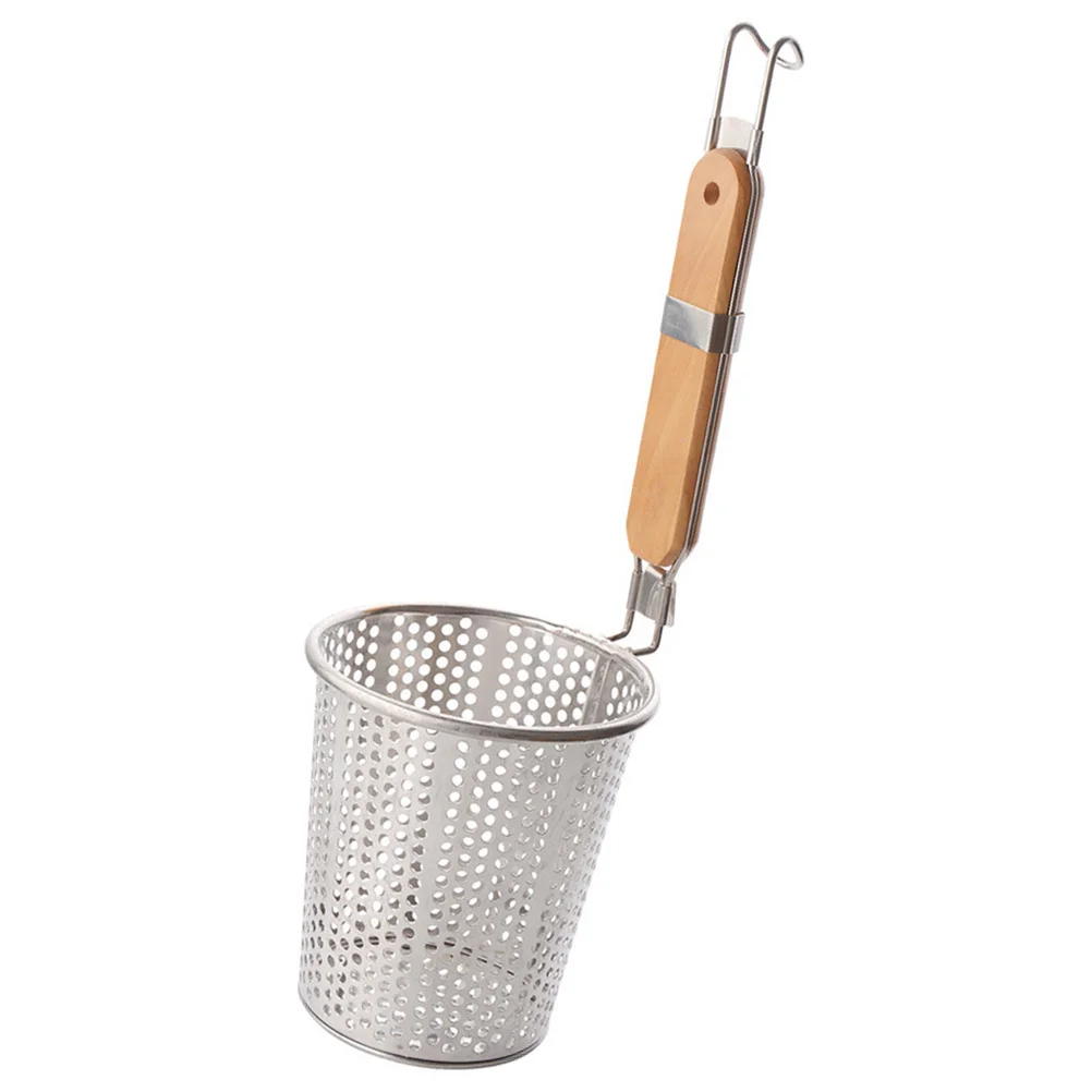 

Stainless Steel Strainer Basket Wooden Handle Fine Mesh Spider Food Skimmer Kitchen Sieve for Pasta Dumpling Noodle (125cm)